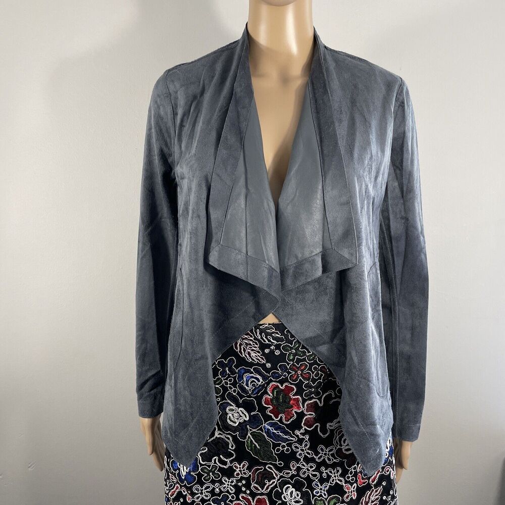 BB DAKOTA Women’s Reversible Gray Faux Suede Open Jacket Open Size XS Pockets